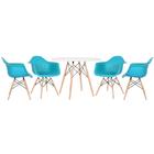 Kit - Mesa Eames 100 Cm Branco + 4 Cadeiras Eiffel Daw Azul T