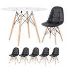 Kit - Mesa Eames 100 Cm Branco + 5 Cadeiras Estofadas Eiffel