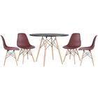Kit - Mesa Eames 100 Cm Preto + 4 Cadeiras Eames Eiffel Dsw M