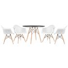 Kit - Mesa Eames 100 Cm Preto + 4 Cadeiras Eiffel Daw Branco