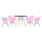 Kit - Mesa Eames 100 Cm Preto + 4 Cadeiras Eiffel Daw Rosa
