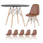 Kit - Mesa Eames 100 Cm Preto + 5 Cadeiras Estofadas Eiffel B