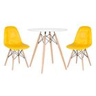 Kit - Mesa Eames 70 Cm Branco + 2 Cadeiras Estofadas Botonê A