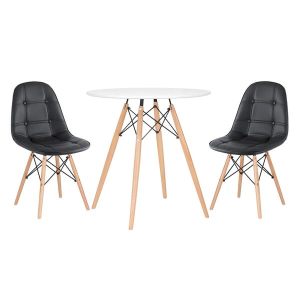 Kit - Mesa Eames 70 Cm Branco + 2 Cadeiras Estofadas Botonê P