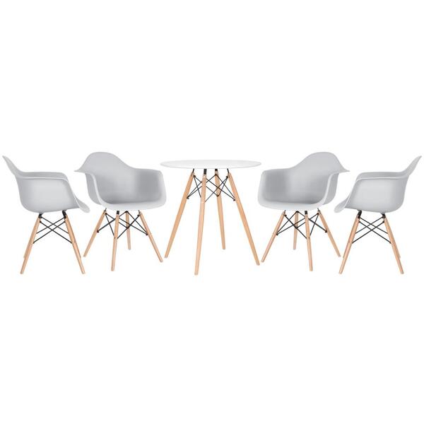 Kit - Mesa Eames 70 Cm Branco + 4 Cadeiras Eiffel Daw Com Bra