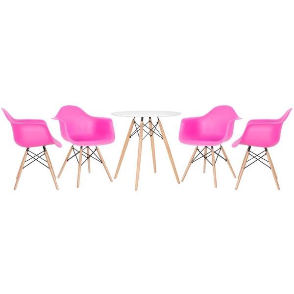 Kit - Mesa Eames 70 Cm Branco + 4 Cadeiras Eiffel Daw Com Bra