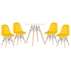 Kit - Mesa Eames 70 Cm Branco + 4 Cadeiras Estofadas Botonê A