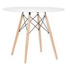 Kit - Mesa Eames 90 Cm Branco + 5 Cadeiras Estofadas Eiffel B