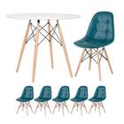 Kit - Mesa Eames 90 Cm Branco + 5 Cadeiras Estofadas Eiffel B