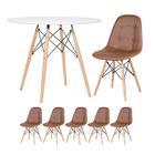 Kit - Mesa Eames 90 Cm Branco + 5 Cadeiras Estofadas Eiffel B