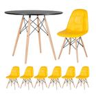 Kit - Mesa Eames 90 Cm Preto + 6 Cadeiras Estofadas Eiffel Bo