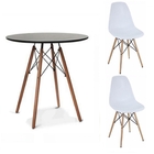 Kit Mesa Eames Adulto 100cm   2 Cadeiras Eames Sem Braço Preto