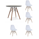 Kit Mesa Eames Adulto 100cm   4 Cadeiras Eames Sem Braço Preto