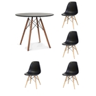 Kit Mesa Eames Adulto 100cm   4 Cadeiras Eames Sem Braço Preto