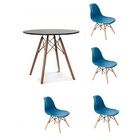 Kit Mesa Eames Adulto 100cm Preto 4 Cadeiras Eames Sem Braço