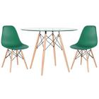 Kit - Mesa Eames Com Tampo De Vidro 100 Cm + 2 Cadeiras Eiffe