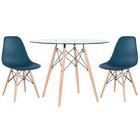 Kit - Mesa Eames Com Tampo De Vidro 100 Cm + 2 Cadeiras Eiffe