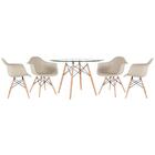 Kit - Mesa Eames Com Tampo De Vidro 120 Cm + 4 Cadeiras Eiffe