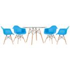 Kit - Mesa Eames Com Tampo De Vidro 120 Cm + 4 Cadeiras Eiffe