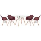 Kit - Mesa Eames Com Tampo De Vidro 120 Cm + 4 Cadeiras Eiffe