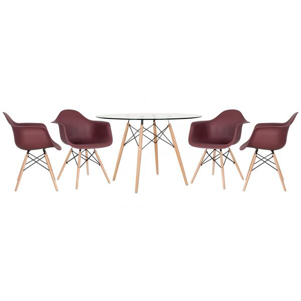 Kit - Mesa Eames Com Tampo De Vidro 120 Cm + 4 Cadeiras Eiffe