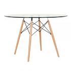 Kit - Mesa Eames Com Tampo De Vidro 120 Cm + 4 Cadeiras Eiffe
