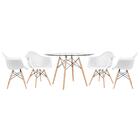 Kit - Mesa Eames Com Tampo De Vidro 120 Cm + 4 Cadeiras Eiffe