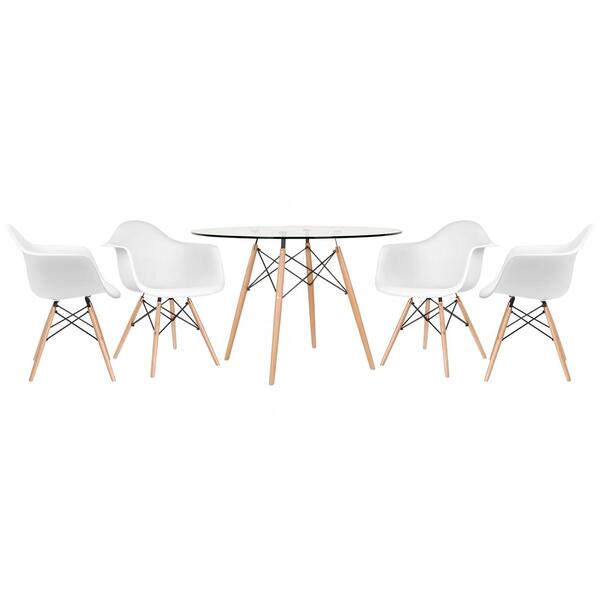 Kit - Mesa Eames Com Tampo De Vidro 120 Cm + 4 Cadeiras Eiffe