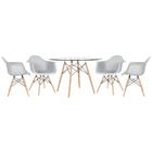 Kit - Mesa Eames Com Tampo De Vidro 120 Cm + 4 Cadeiras Eiffe