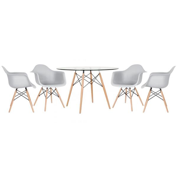 Kit - Mesa Eames Com Tampo De Vidro 120 Cm + 4 Cadeiras Eiffe