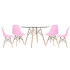 Kit - Mesa Eames Com Tampo De Vidro 120 Cm + 4 Cadeiras Eiffe