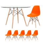 Kit - Mesa Eames Com Tampo De Vidro 120 Cm + 5 Cadeiras Eiffe