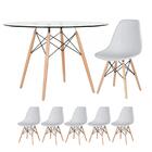 Kit - Mesa Eames Com Tampo De Vidro 120 Cm + 5 Cadeiras Eiffe