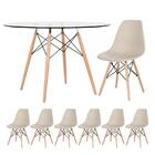 Kit - Mesa Eames Com Tampo De Vidro 120 Cm + 6 Cadeiras Eiffe