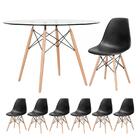 Kit - Mesa Eames Com Tampo De Vidro 120 Cm + 6 Cadeiras Eiffe