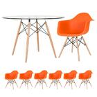 Kit - Mesa Eames Com Tampo De Vidro 120 Cm + 6 Cadeiras Eiffe