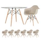 Kit - Mesa Eames Com Tampo De Vidro 120 Cm + 6 Cadeiras Eiffe