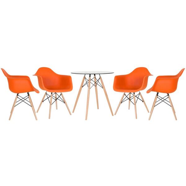 Kit - Mesa Eames Com Tampo De Vidro 70 Cm + 4 Cadeiras Eiffel