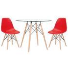 Kit - Mesa Eames Com Tampo De Vidro 80 Cm + 2 Cadeiras Eiffel