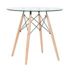 Kit - Mesa Eames Com Tampo De Vidro 80 Cm + 3 Cadeiras Eiffel