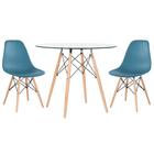 Kit - Mesa Eames Com Tampo De Vidro 90 Cm + 2 Cadeiras Eiffel