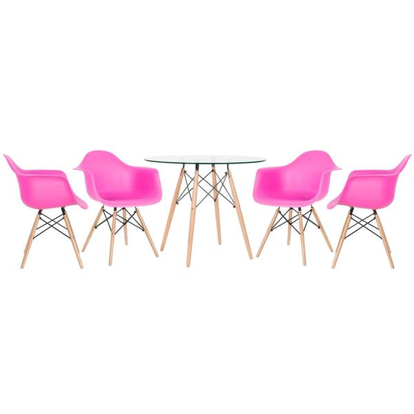 Kit - Mesa Eames Com Tampo De Vidro 90 Cm + 4 Cadeiras Eiffel