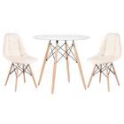 Kit - Mesa Eames Eiffel 80 Cm Branco + 2 Cadeiras Estofadas B