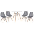 Kit - Mesa Eames Eiffel 80 Cm Branco + 4 Cadeiras Estofadas E