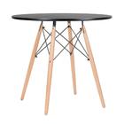 Kit - Mesa Eames Eiffel 80 Cm Preto + 2 Cadeiras Estofadas Bo