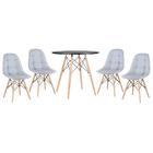 Kit - Mesa Eames Eiffel 80 Cm Preto + 4 Cadeiras Estofadas Ea
