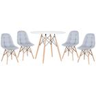 Kit - Mesa Eames Eiffel 90 Cm Branco + 4 Cadeiras Estofadas B