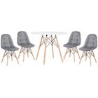 Kit - Mesa Eames Eiffel 90 Cm Branco + 4 Cadeiras Estofadas B