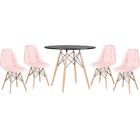 Kit - Mesa Eames Eiffel 90 Cm Preto + 4 Cadeiras Estofadas Bo
