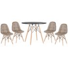 Kit - Mesa Eames Eiffel 90 Cm Preto + 4 Cadeiras Estofadas Bo